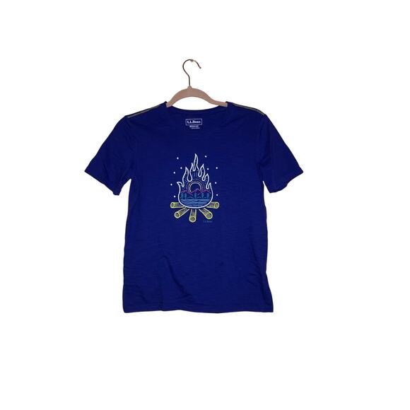 L.L. Bean Kids Blue Campfire Outdoor Graphic T-Shirt Size M (10-12) - Picture 1 of 4